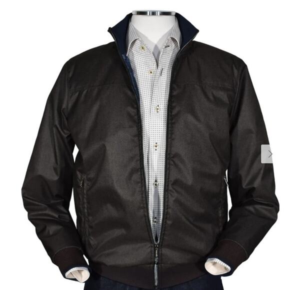 Marcello Dark Brown Mocha Microfiber European Modern Bomber Jacket Size L - Picture 1 of 7